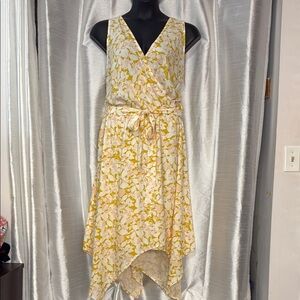 Ava & Viv Floral Sleeveless Asymmetrical Faux Wrap Rayon Belted Dress Women’s 3X